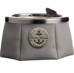 Пепельница нескользящая Marine Business серая, нерж. сталь и исск. кожа (10257914)